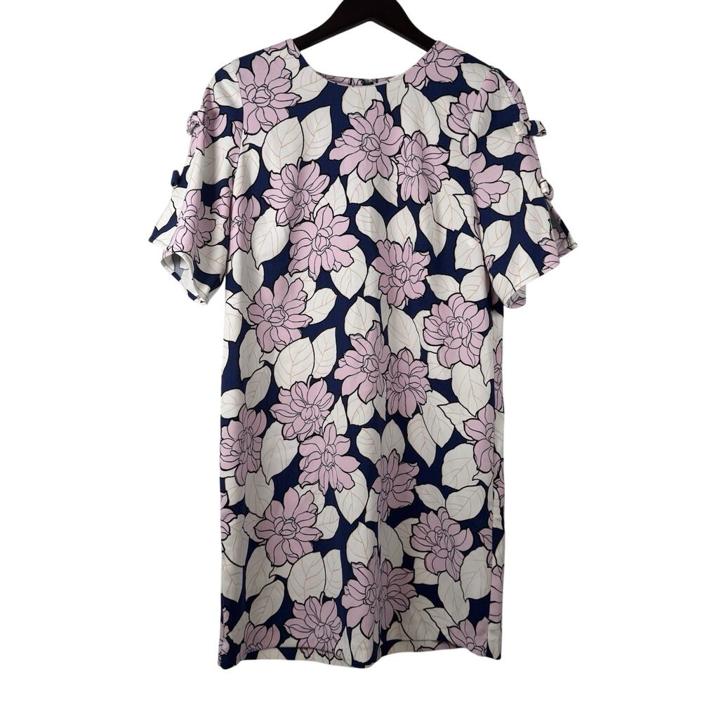Ann Taylor Bow Slit Sleeve Dress Women's Size 8 Floral Lavender Spring Easter